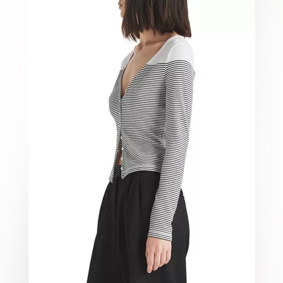 Rag & Bone the Knit Stripe Vee Cardigan XXS - Picture 3 of 10